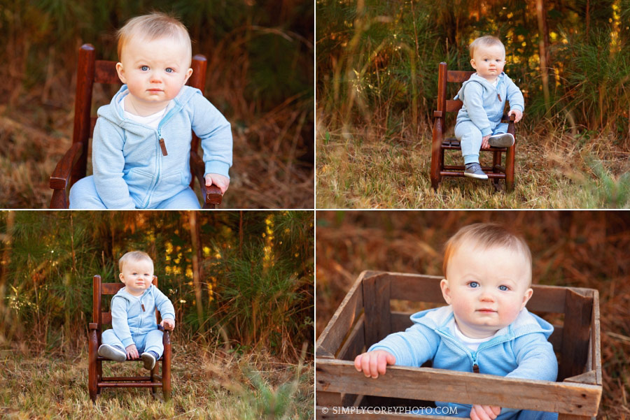 baby photographer Carrollton, Georgia boy outside in the fall