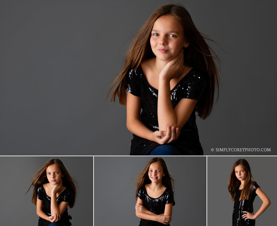 Atlanta children's photographer, studio headshots tween girl
