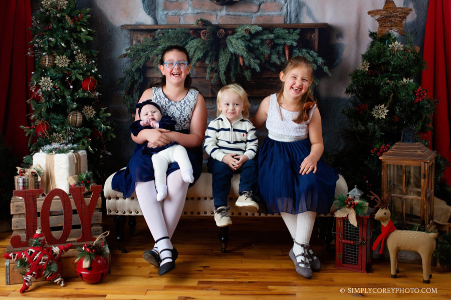 Christmas mini session near Villa Rica, four kids for a cousins portrait