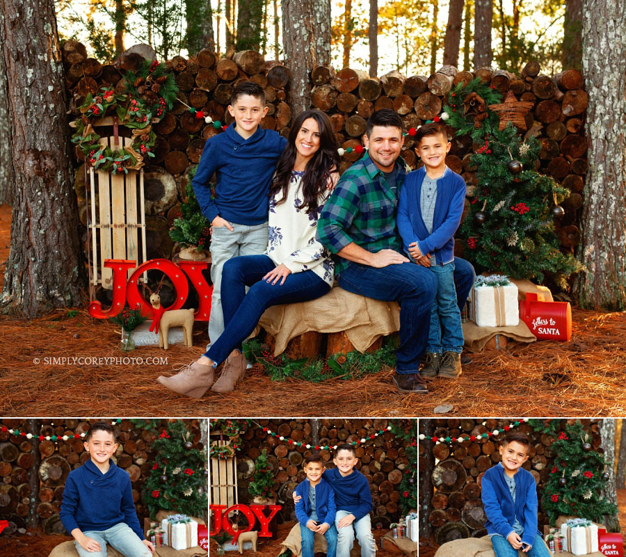 Villa Rica Christmas mini sessions, family with two boys outside