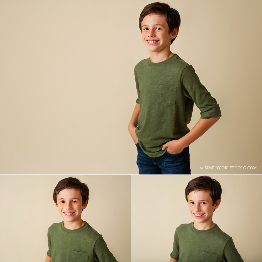 Douglasville children's photographer, tween boy in green