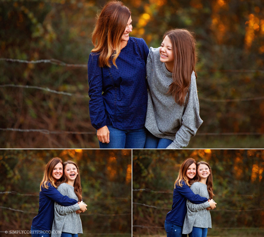 Atlanta family photographer, mom and daughter laughing outside