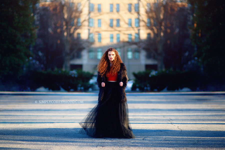 Bremen senior portrait photographer, teen in a long tulle skirt