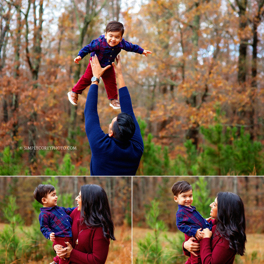 family photographer Carrollton, Georgia, fall photos of parents with a toddler