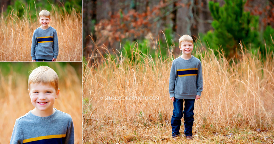 West Georgia photographer, child outside in golden field