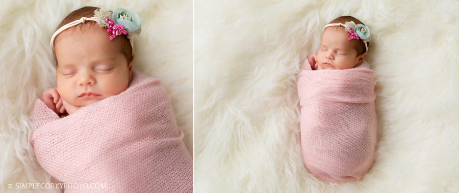newborn photographer Atlanta, studio session with a baby girl in pink