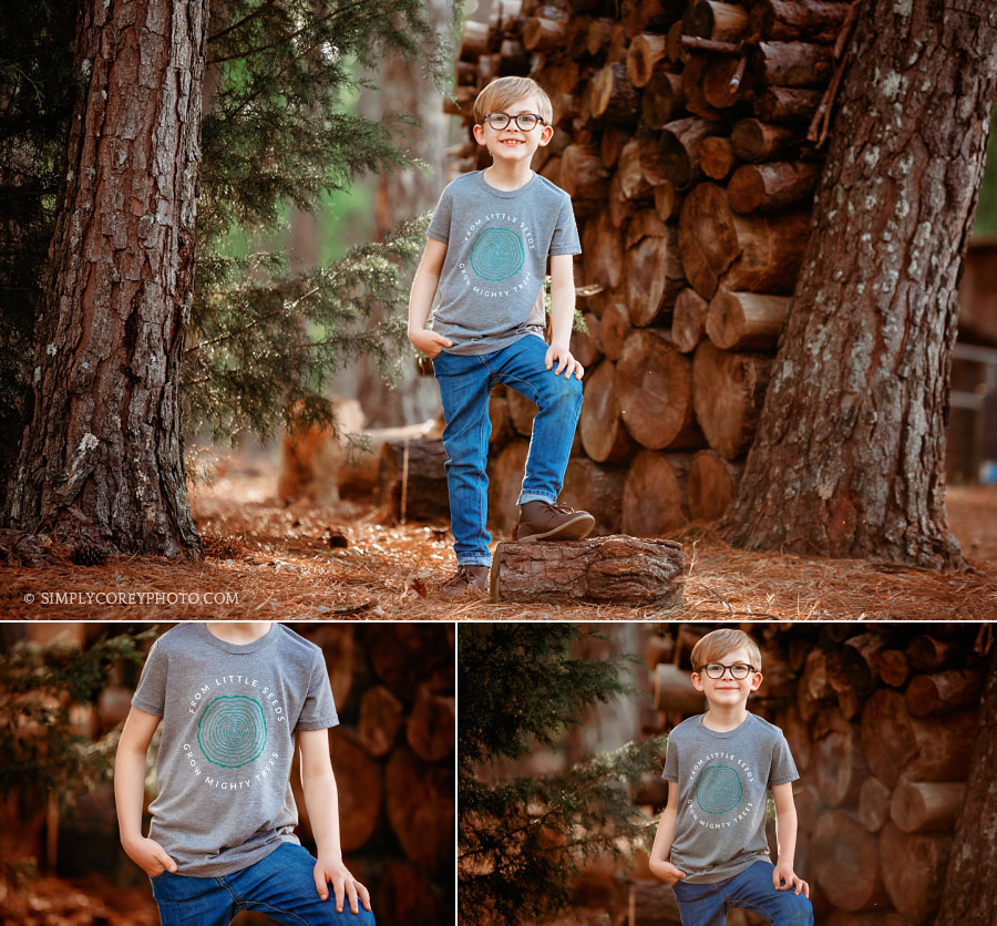 commercial photographer in West Georgia, child modeling clothing line outside