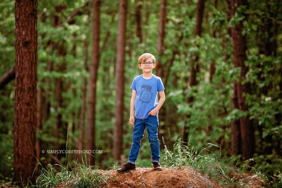 Douglasville child model photographer, outdoor commercial shoot for a shirt