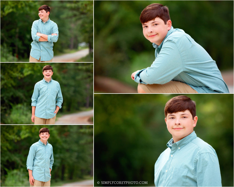 Newnan photographer, teen boy outside on a country road