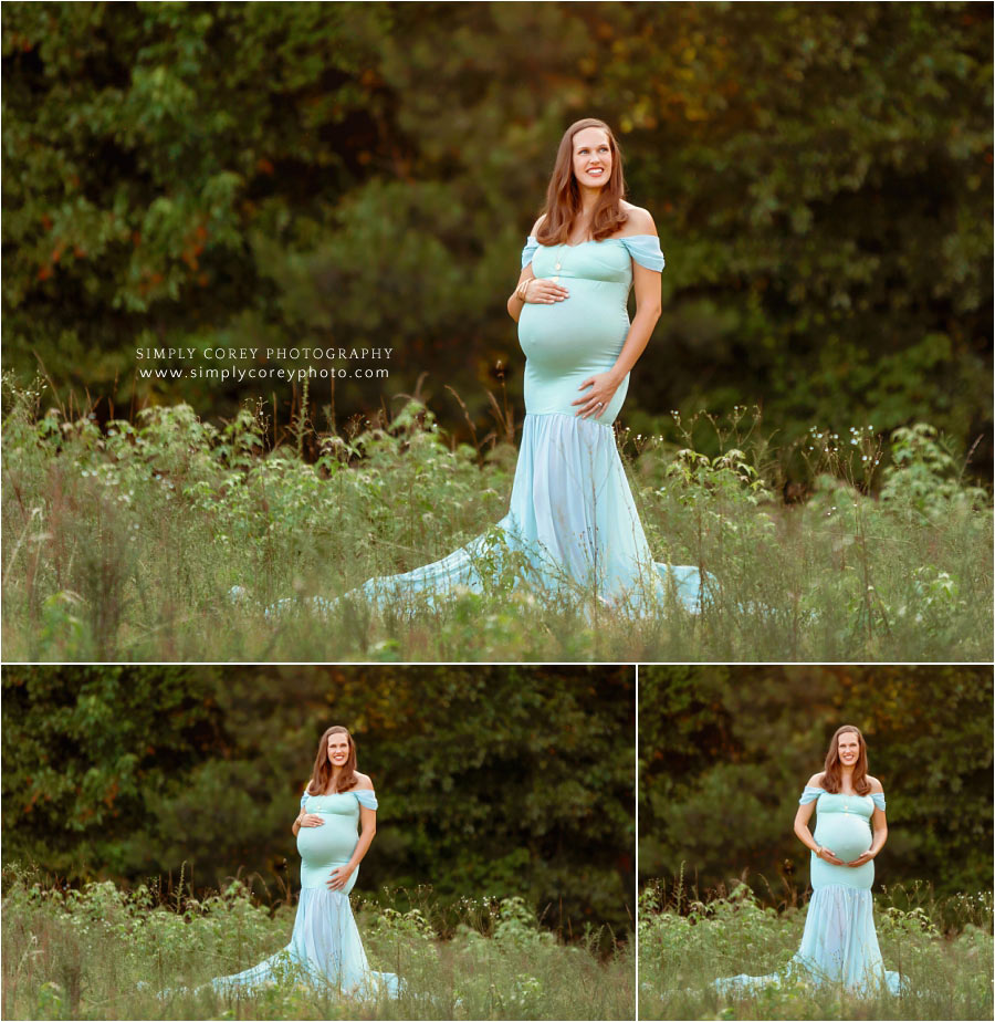 Atlanta maternity photographer, pregnant mom outside in tall grass