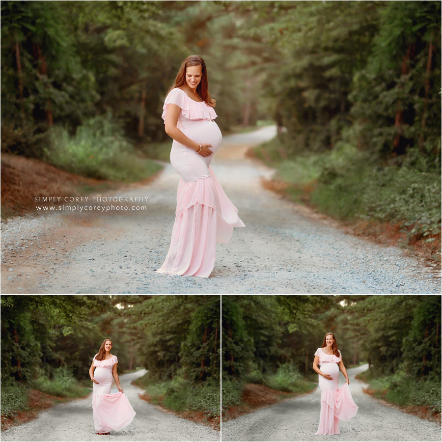 Newnan maternity photographer, pregnancy portraits in a pink dress