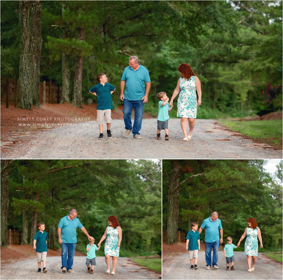 Atlanta family photographer, grandparents walking with grandchildren