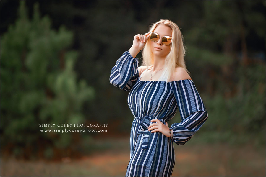 Douglasville senior portrait photographer, teen girl outside in sunglasses