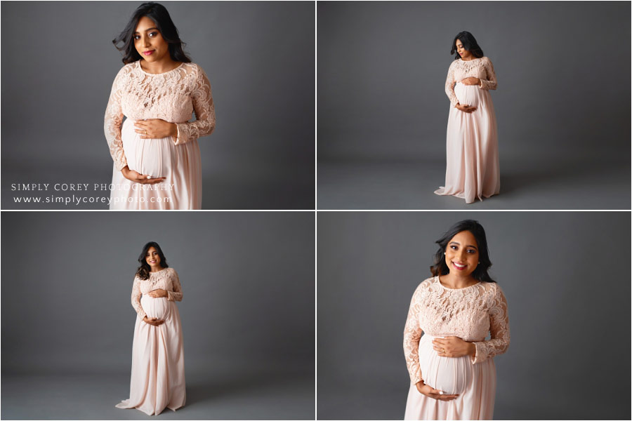 Villa Rica maternity photographer, studio session with pink and gray
