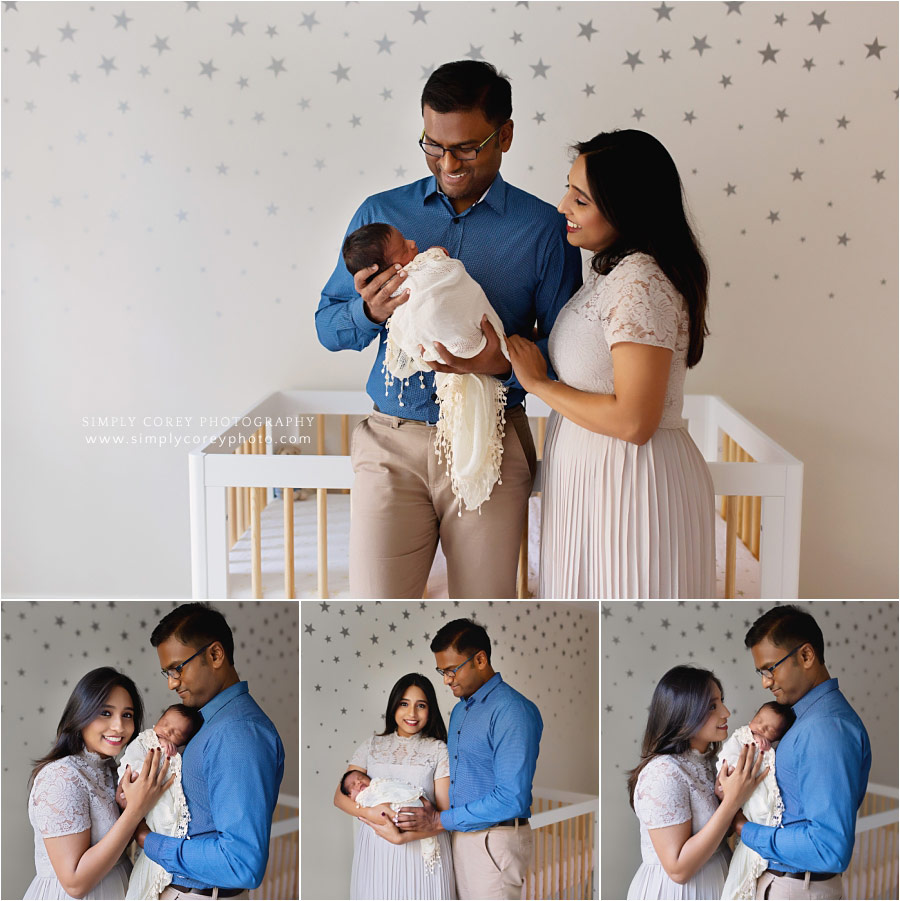 Newnan family photographer, in home newborn session in nursery