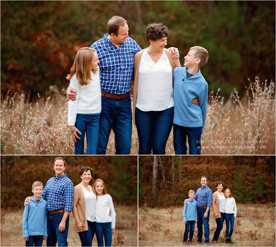 family photographer near Atlanta, fall mini session in field with tall grass