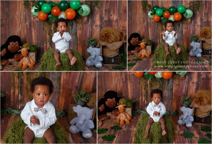 baby photographer near Bremen, jungle themed one year session