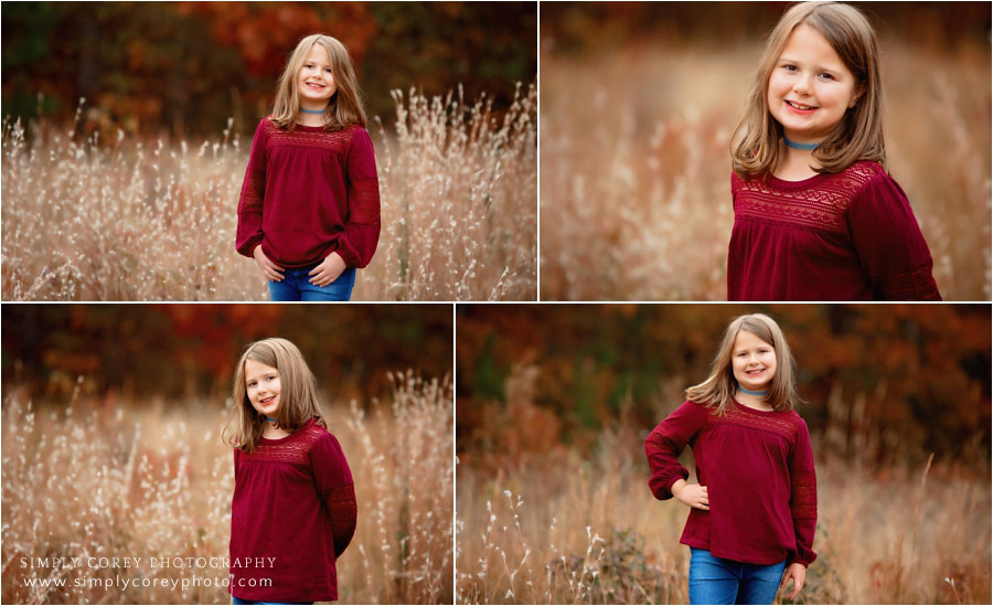 Douglasville children's photographer, outdoor child portraits in fall field