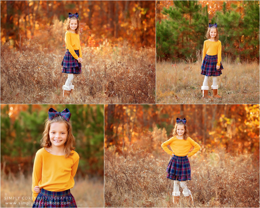 Newnan family photographer, child in field for fall mini session