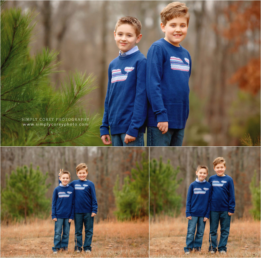 Newnan family photographer, brothers outside for fall mini session