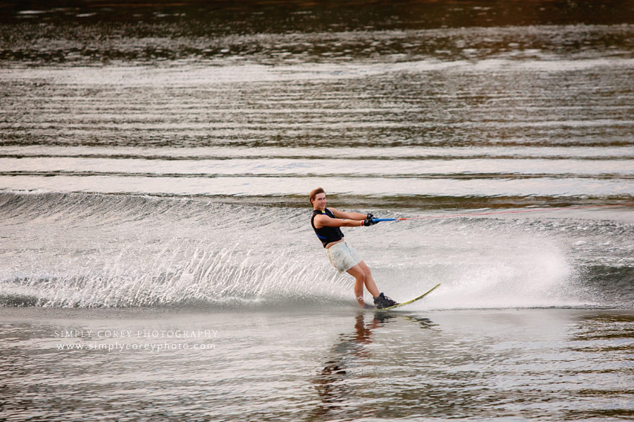 Atlanta lifestyle photographer, teen boy wakeboarding on Lake Lanier