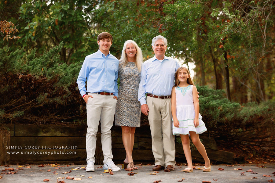 Carrollton family photographer, family of four outside in Georgia