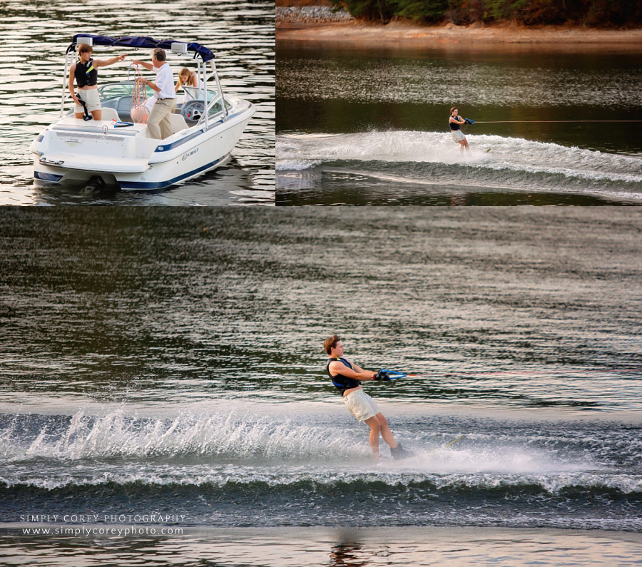 Carrollton lifestyle photographer, teen wakeboarding on Lake Lanier