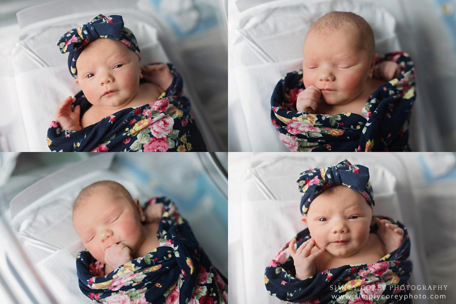 Douglasville Fresh 48 photographer, baby girl in floral wrap and bow