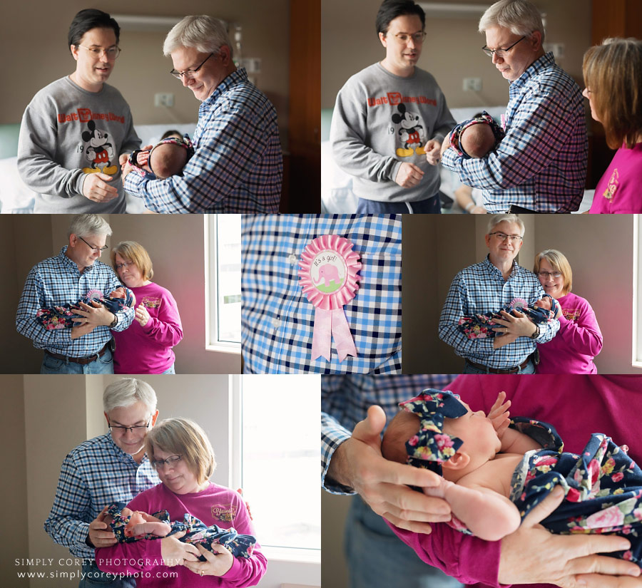 West Georgia lifestyle photographer, grandparents visiting baby in hospital for Fresh 48