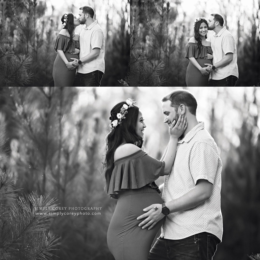 Villa Rica maternity photographer, couple outside in black and white portraits