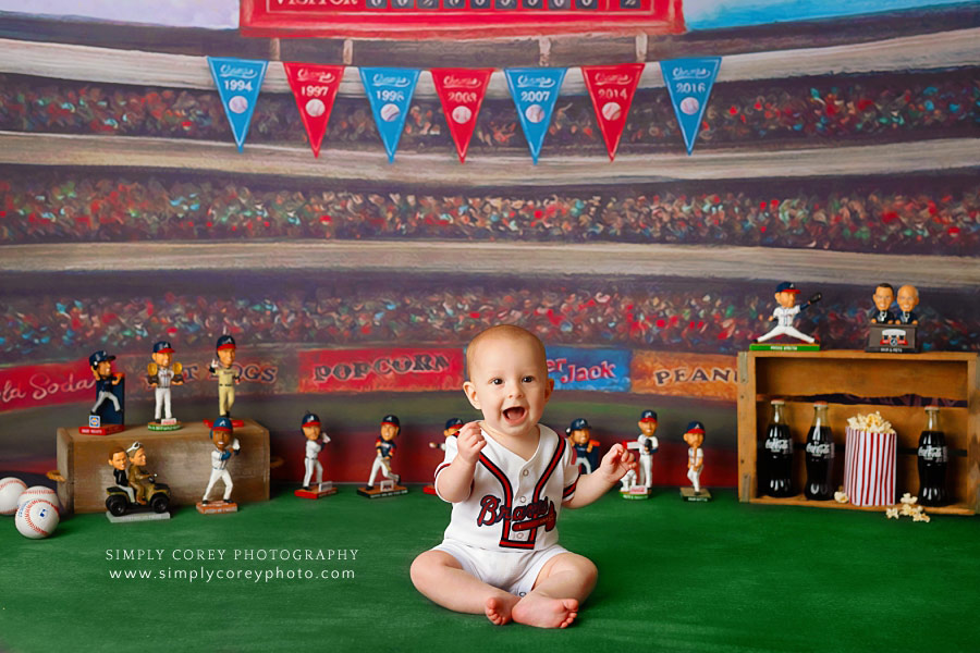 baby photographer near Newnan, Atlanta Braves baseball milestone session