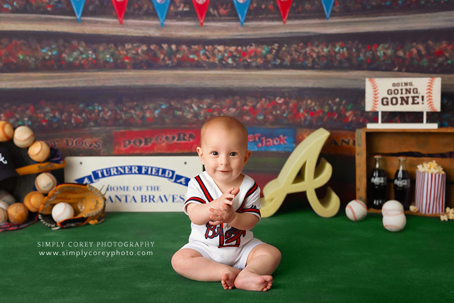baby photographer near Villa Rica, Atlanta baseball milestone session
