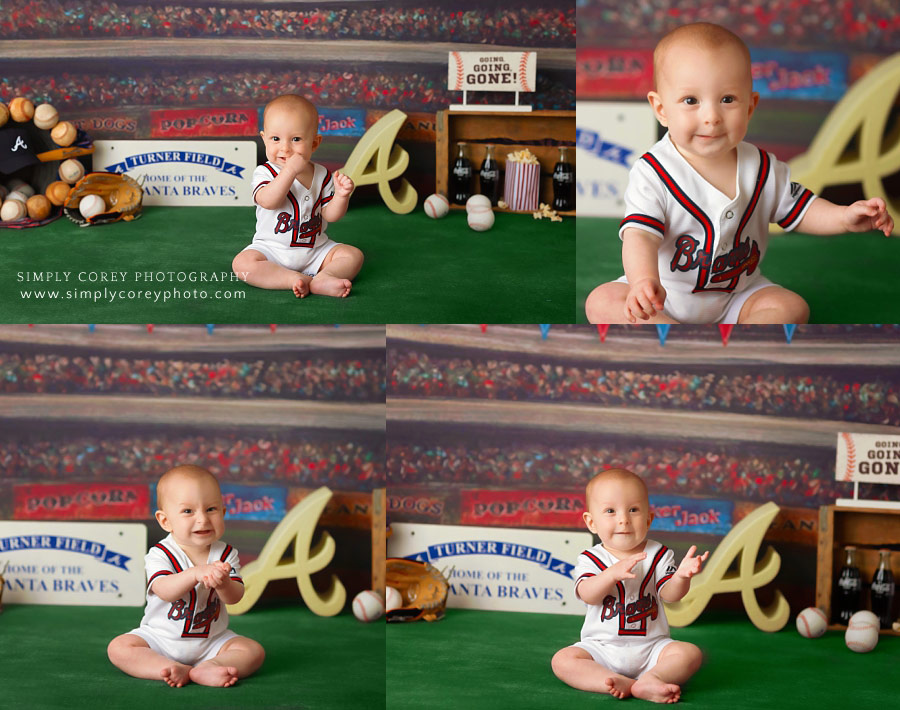 West Georgia baby photographer, milestone session with a baseball theme