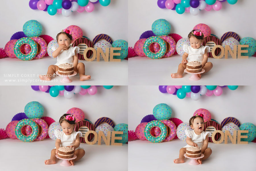 Douglasville baby photographer, girl donut cake smash photos