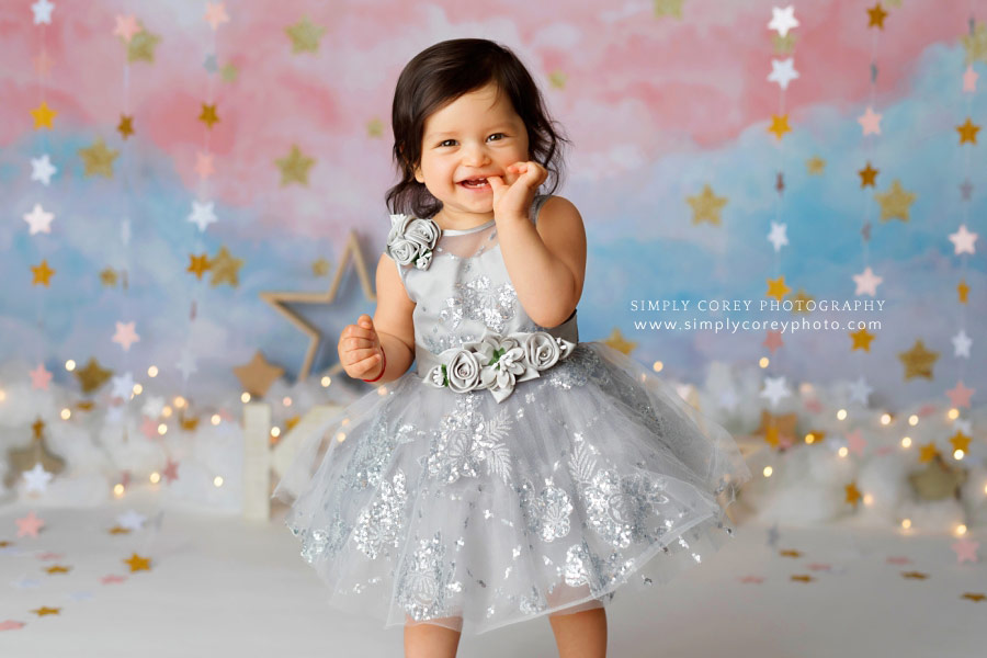 baby photographer near Peachtree City, one year studio session with stars