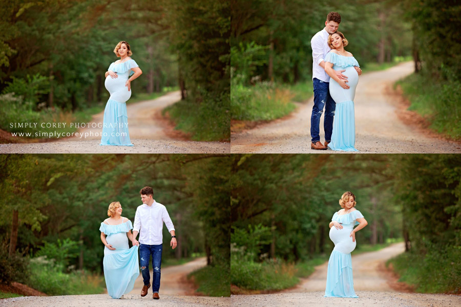 maternity photographer near Villa Rica, outdoor portraits on country road
