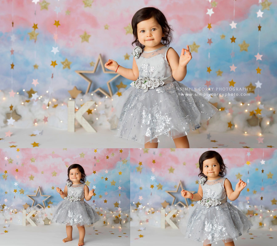 Carrollton baby photographer, studio milestone session with stars for one year