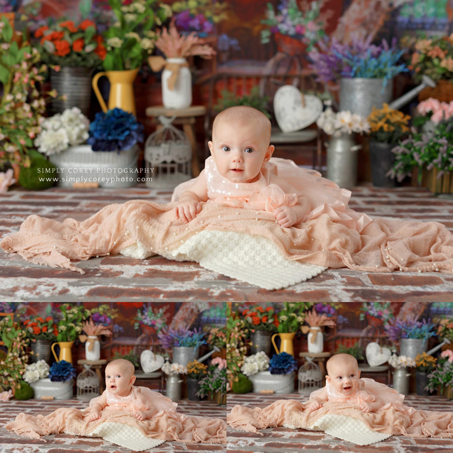 baby photographer near Carrollton, GA; flower shop milestone session