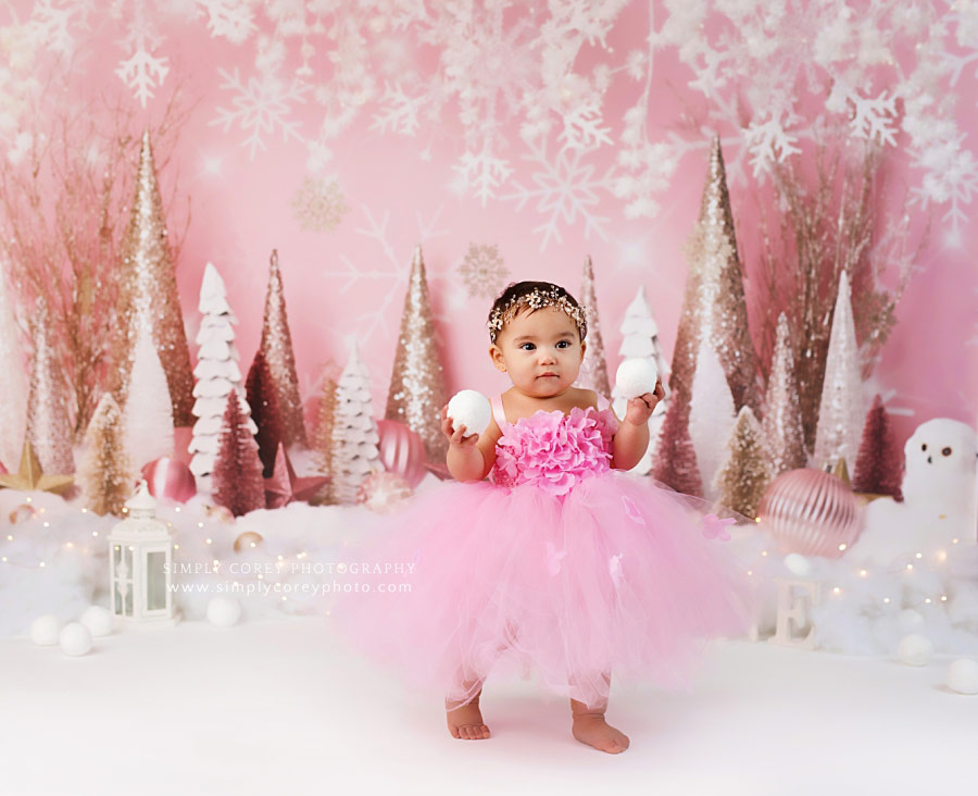 Carrollton, GA baby photographer; baby girl pink winter theme