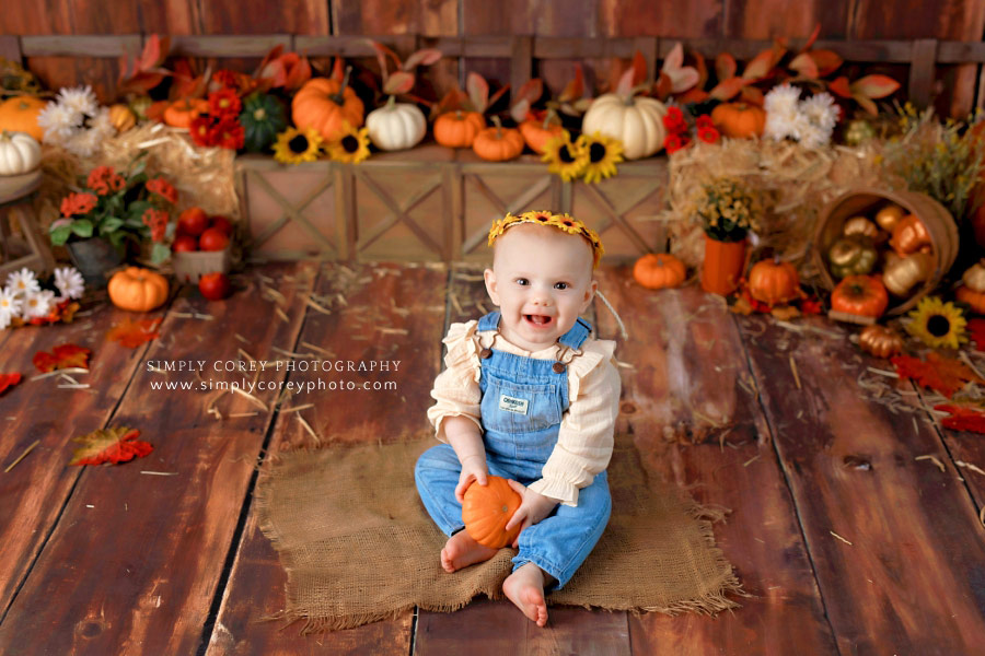 Newnan baby photographer, studio milestone session with fall theme