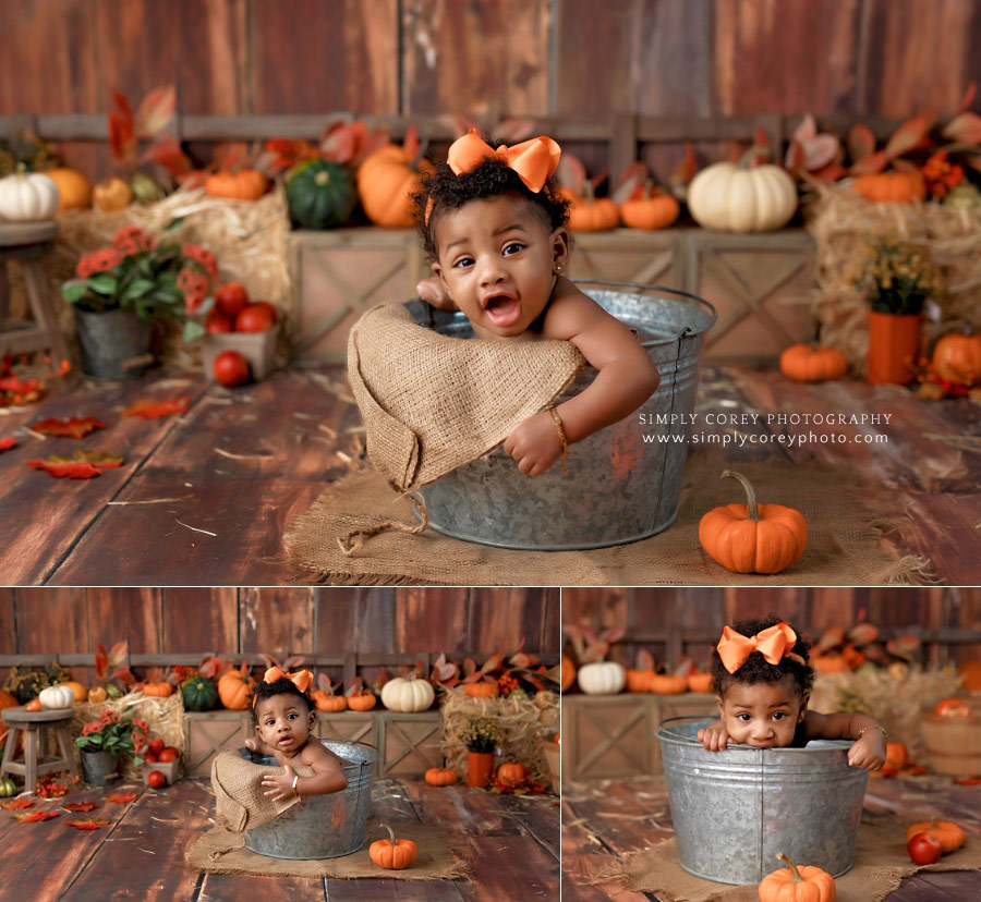 Villa Rica baby photographer, 6 month studio session with fall theme