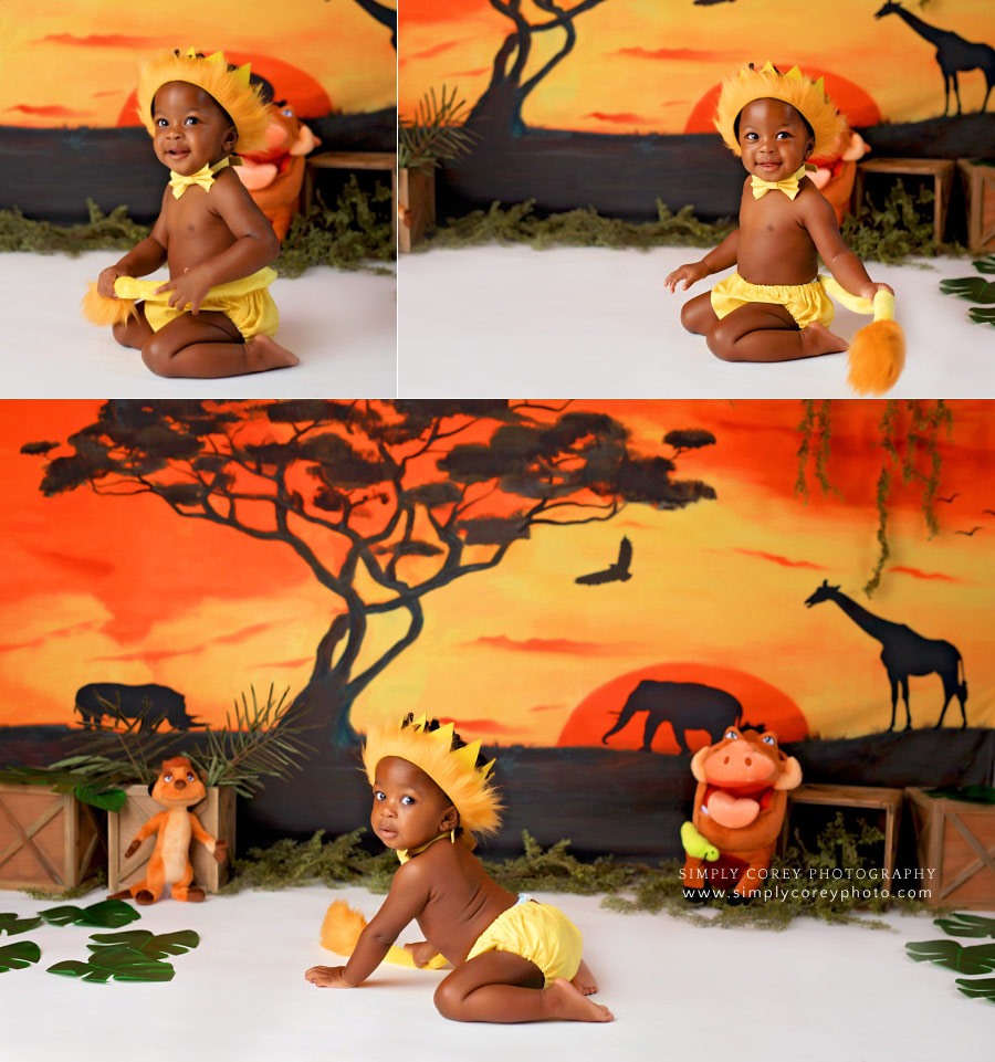 baby photographer in West Georgia, lion king one year session