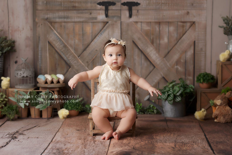 baby photographer in West Georgia, studio milestone session for Easter