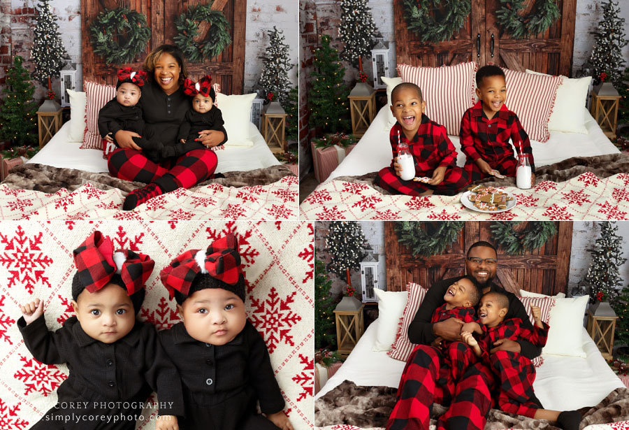 Atlanta mini session photographer; babies, kids, and family photos in Christmas pajamas