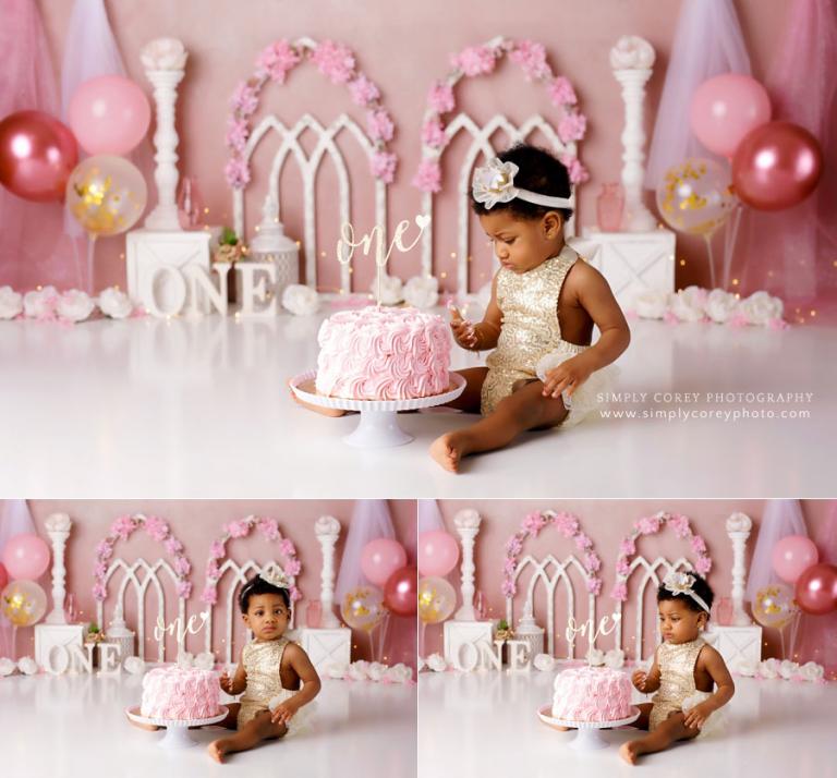 Princess Theme Cake Smash Birthday Background Sweet Girl First Birthday  Pink Photo Background Gold Crown: Amazon.co.uk: Electronics & Photo