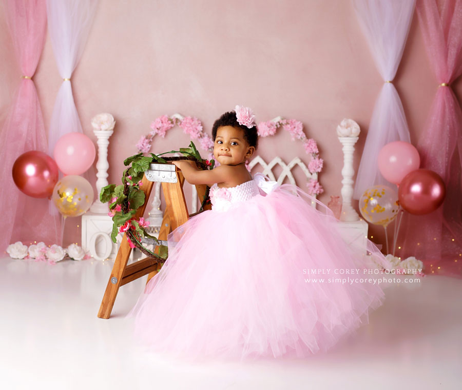 Newnan baby photographer, studio pink princess cake smash set