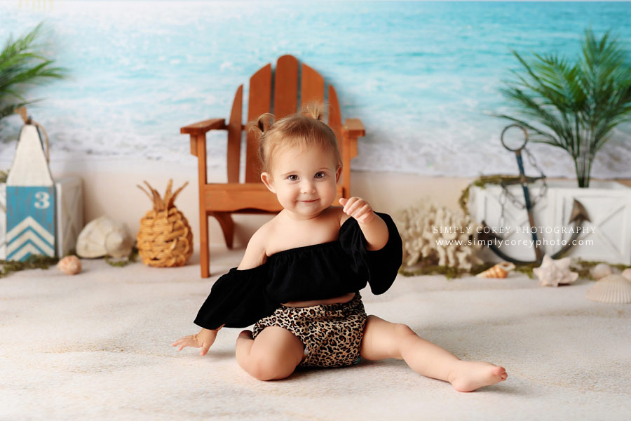Newnan baby photographer, summer beach studio one year milestone session