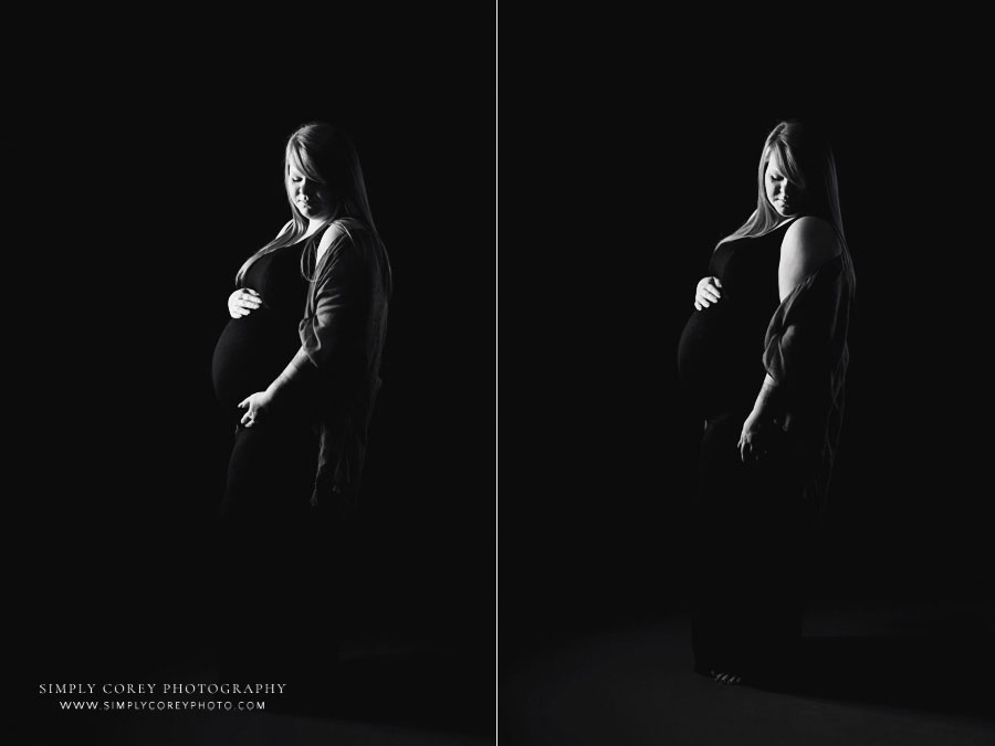 maternity photographer in West Georgia, black and white studio portraits
