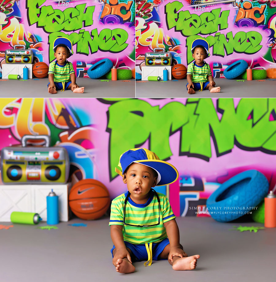 Dallas, GA baby photographer; fresh prince studio set for milestone session