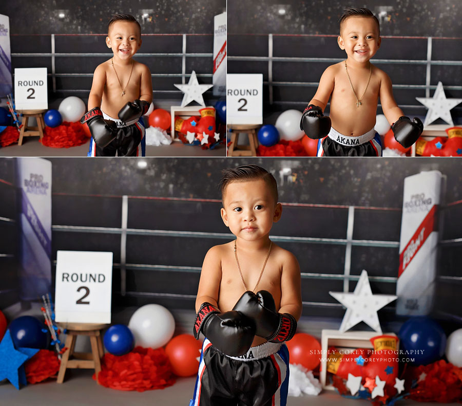 baby photographer near Fairburn, 2 year old toddler boxing photography session